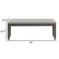 Rome 48 Inch Bench, Gray Textured Fabric, Padded Seat, Antique Gray Wood Gray Wood Fabric