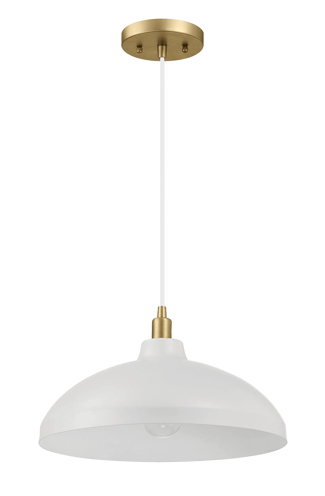 Astral Single Light White Pendant Lamp With Golder Brass Finish For Entrance Kitchen Island 14"D 8"H Gold White Brass,Glass Metal