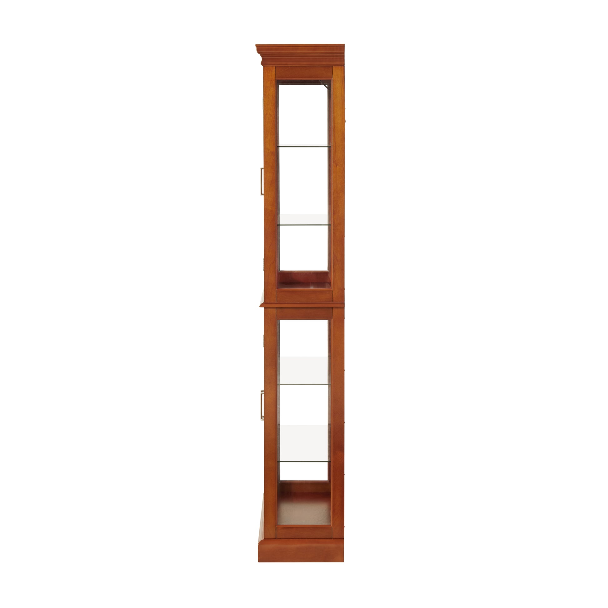 Curio Cabinet Lighted Curio Diapaly Cabinet With Adjustable Shelves And Mirrored Back Panel, Tempered Glass Doors Walnut, 6 Tier , E26 Light Bulb Not Included Walnut Mdf