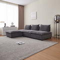Modern Armless Accent Chair, Single Sofa Couch With Ottoman Compact Design, Space Saving Seating For Living Room, Bedroom, Apartment, Office Gray Wood Medium Soft Foam Chenille 1 Seat