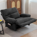 Oversized Manual Recliner Chair Sofa For Living Room Grey Velvet Manual Handle Metal Primary Living Space Soft Cushion Back Heavy Duty American Design,American Traditional,Classic Pillow Top Arms Foam Velvet