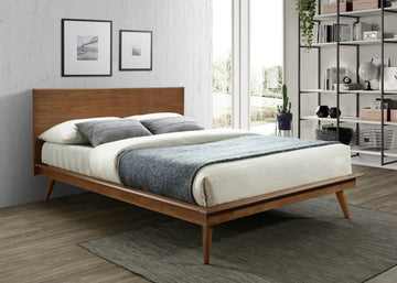 Modern Sleek Design 1Pc Queen Platform Bed Durable Brown Wooden Bedroom Furniture Box Spring Not Required Queen Brown Wood Bathroom Slat Beds Wood