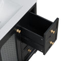 30 Inch Bathroom Vanity With A Soft Close Glass Door, Adjustable Shelves, And Three Drawers Black Bathroom Solid Wood Mdf Glass