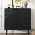 Mirod Modern Minimalist Side Cabinet With Adjustable Shelves ,Stylish Geometric Door Design,Ample Storage Space For Any Home Decor Black Mdf