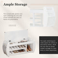 Retro Multifunctional Storage Bench With Cushion And Curved Side Panel For Entrance And Living Room Antique White Antique White Mdf