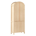 Modern 5 Shelf Arched Tall Bookcase With Glass Doors Oak Oak Mdf Mdf