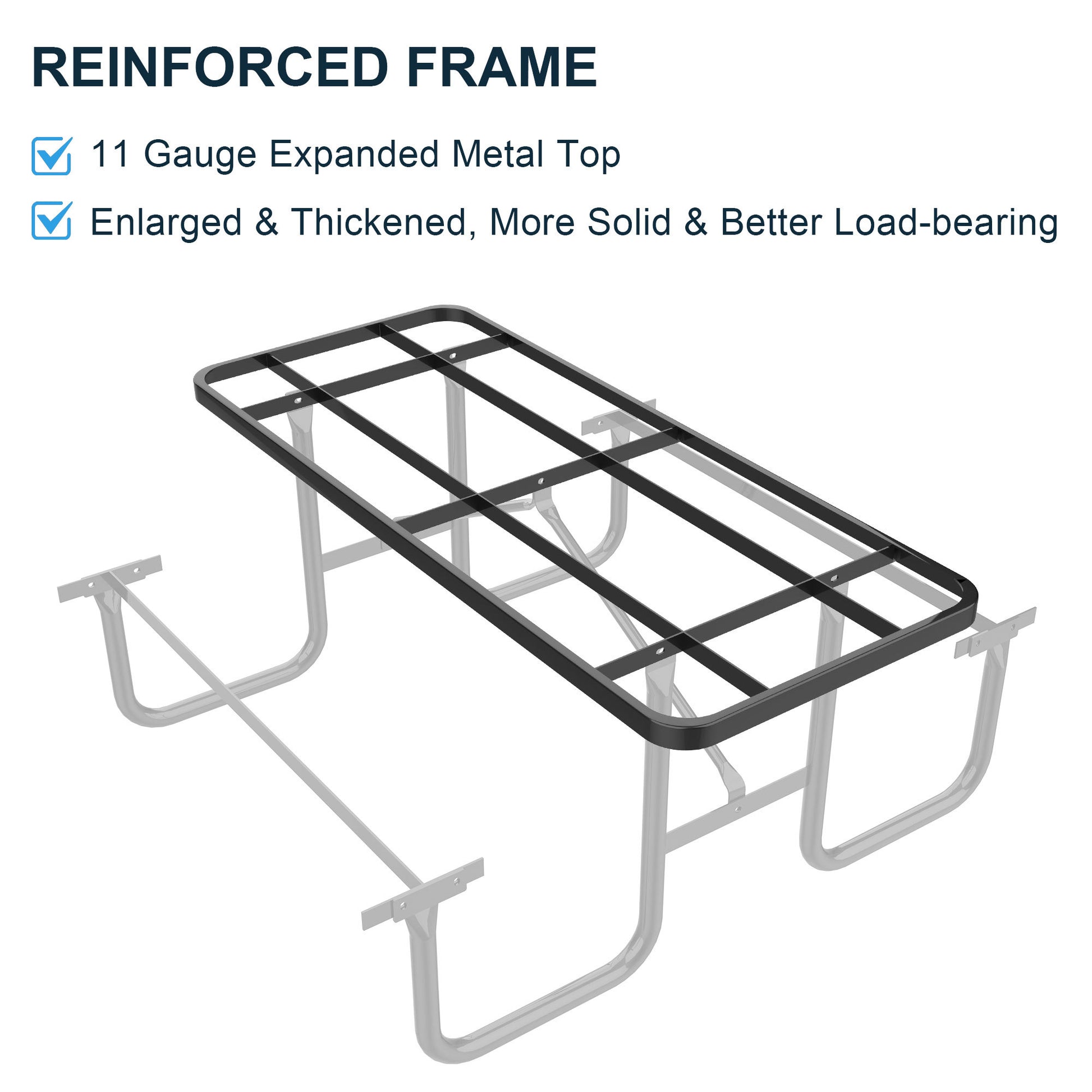 72" Expanded Metal Rectangular Picnic Table, Blue Blue Steel Steel