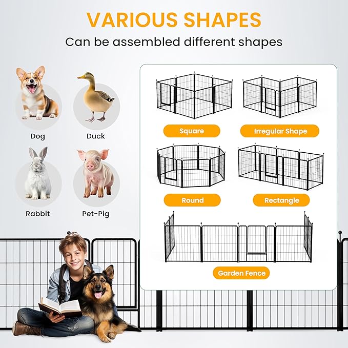 Dog Playpen 32 Inch 16 Panles, Ideal Dog Fence For Small Medium Dogs Indoor & Outdoor Bliss, Perfect Dog Pen For Camping, Yard, Rv, Garden Fence, Black Black Metal