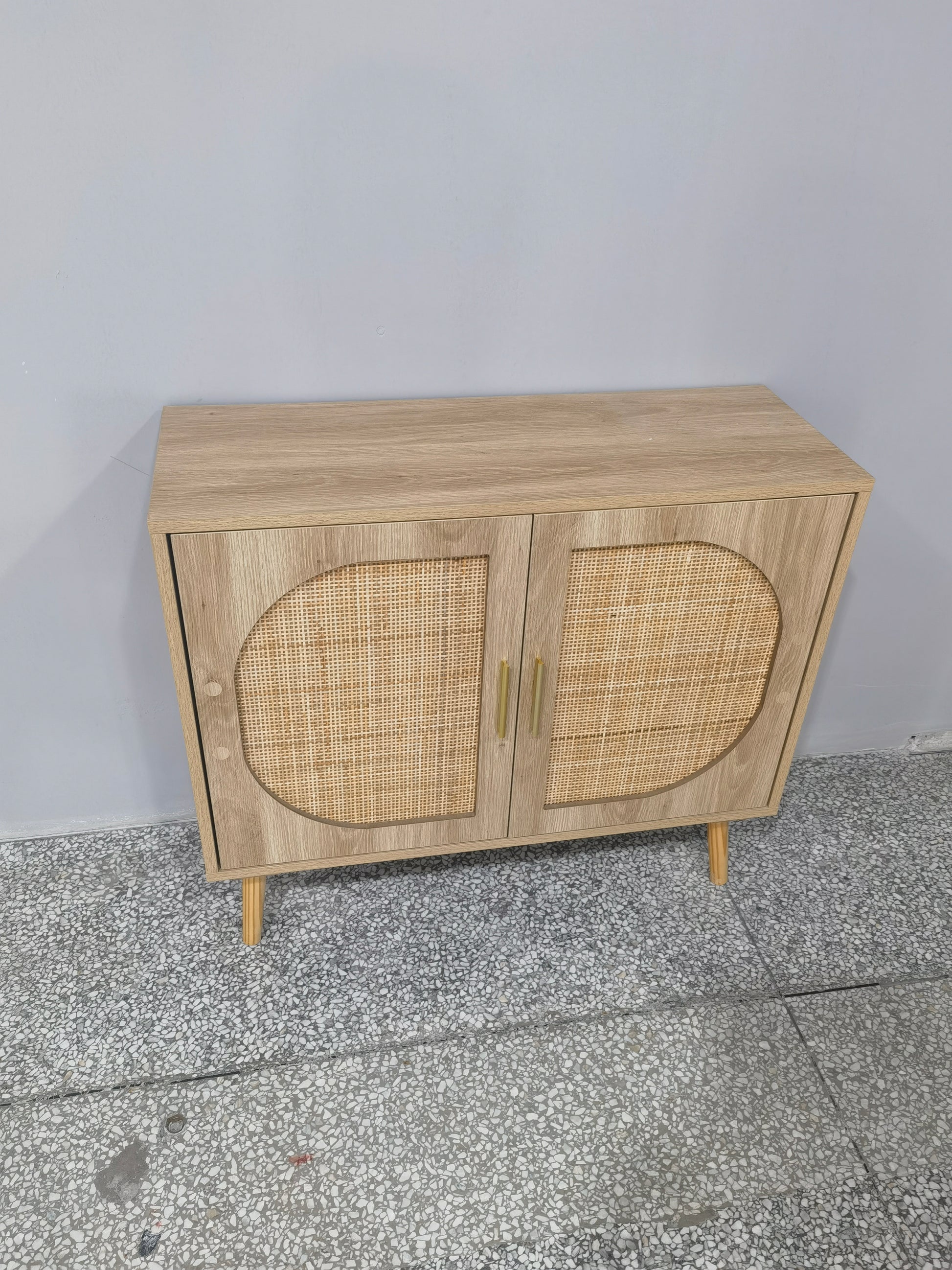 Buffet Cabinet With Storage, Accent Bathroom Floor Cabinet,With Two Doors And 4 Compartments Forstorage,Cabinet With Solid Wood Feet,Sideboard Cabinet For Hallway, Entry, Living Room, Natural Color Natural Particle Board