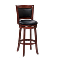 Comfortable Swivel Pub Height Chair 1Pc Dark Cherry Finish Faux Leather Upholstery Solid Wood Furniture, Swivel Bar Chair Cherry Solid Back Solid Wood