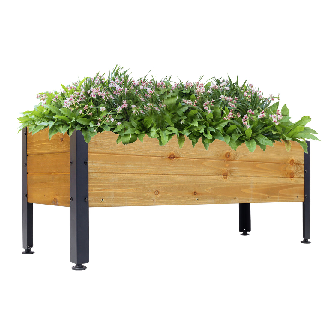 Wood Rectangular Garden Planter Box Raised Bed Outdoor,Planters For Outdoor Plants ,Elevated Herbs Vegetables Flowers Great Patio Deck Balcony Black Brown Wood