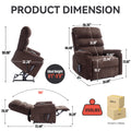 Brown Chenille Dual Motor Infinite Position Up To 350 Lbs Power Lift Recliner Chair With Power Remote, Heat Massage And Heavy Duty Motion Mechanism White Metal Primary Living Space Heavy Duty Push