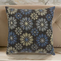 Contemporary Style Floral Designed Set Of 2 Throw Pillows, Navy Blue Navy Blue Polyester