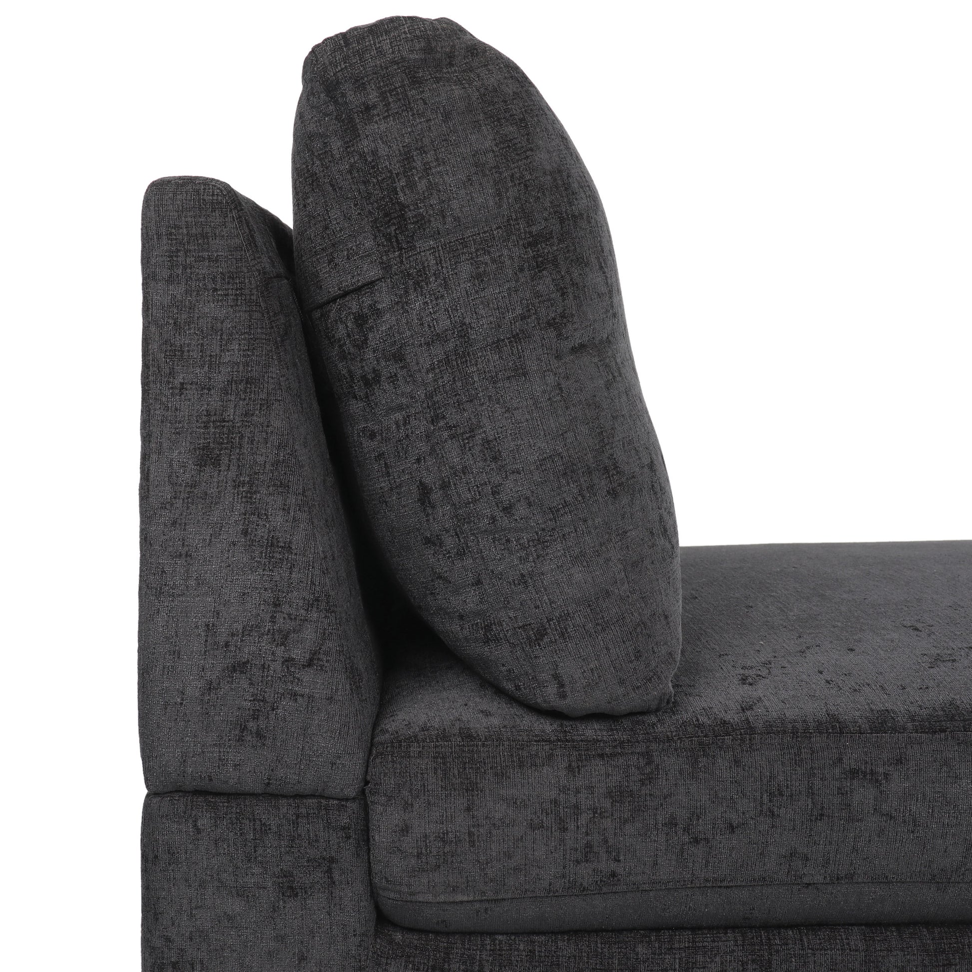 Chaise Lounge Black Fabric 1 Seat