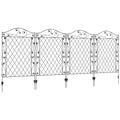 Outsunny Garden Fence, 4 Pack Steel Fence Panels, 11.5' L X 43