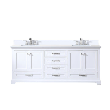 White Double Bath Vanity 80 In. W X 22 In. D, Cultured Marble Top, And Faucet Set White Plywood Wood
