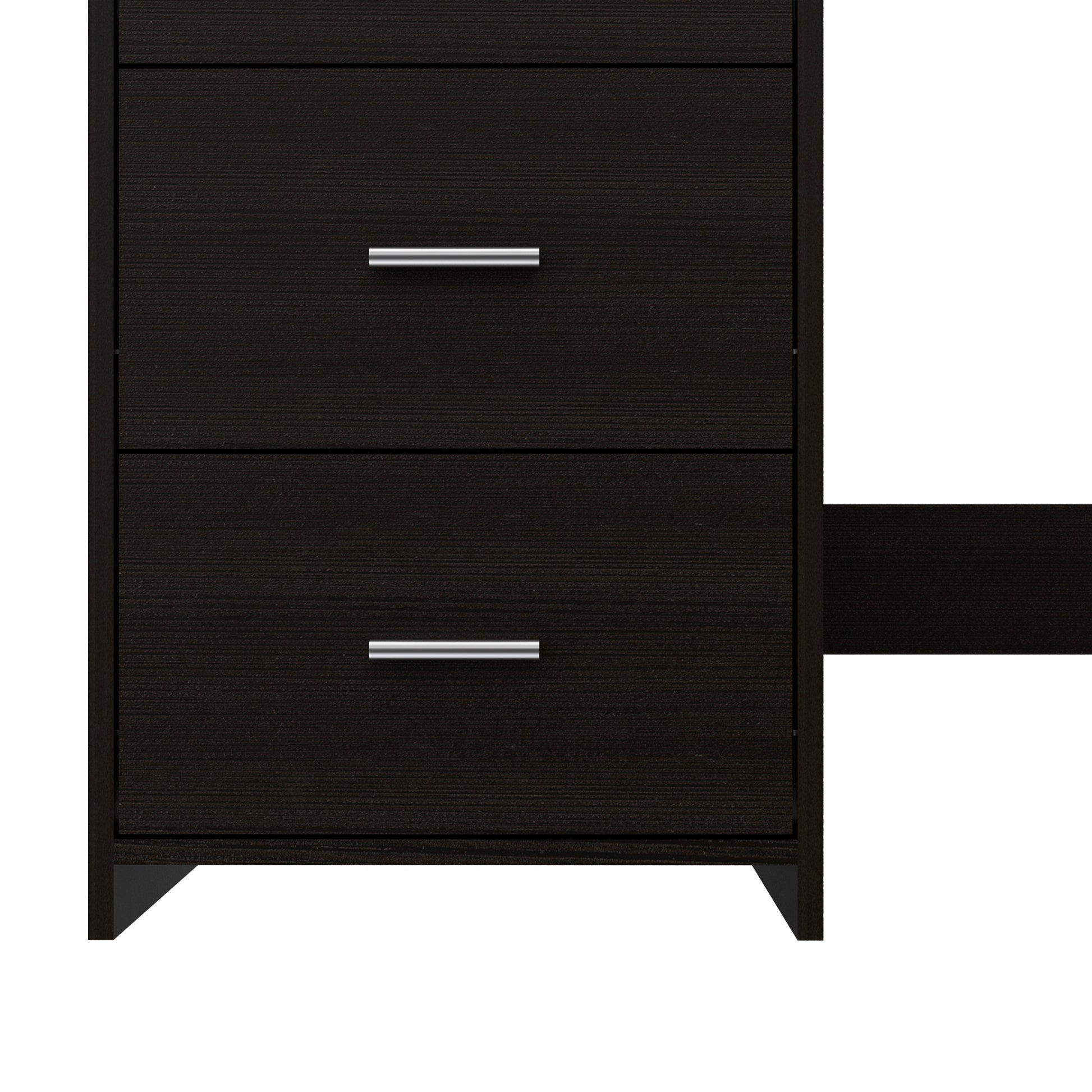 Berlin Three Drawers Desk Black Computer Desk Bedroom Modern Freestanding Rectangular Desk Rectangular Mdf Engineered Wood