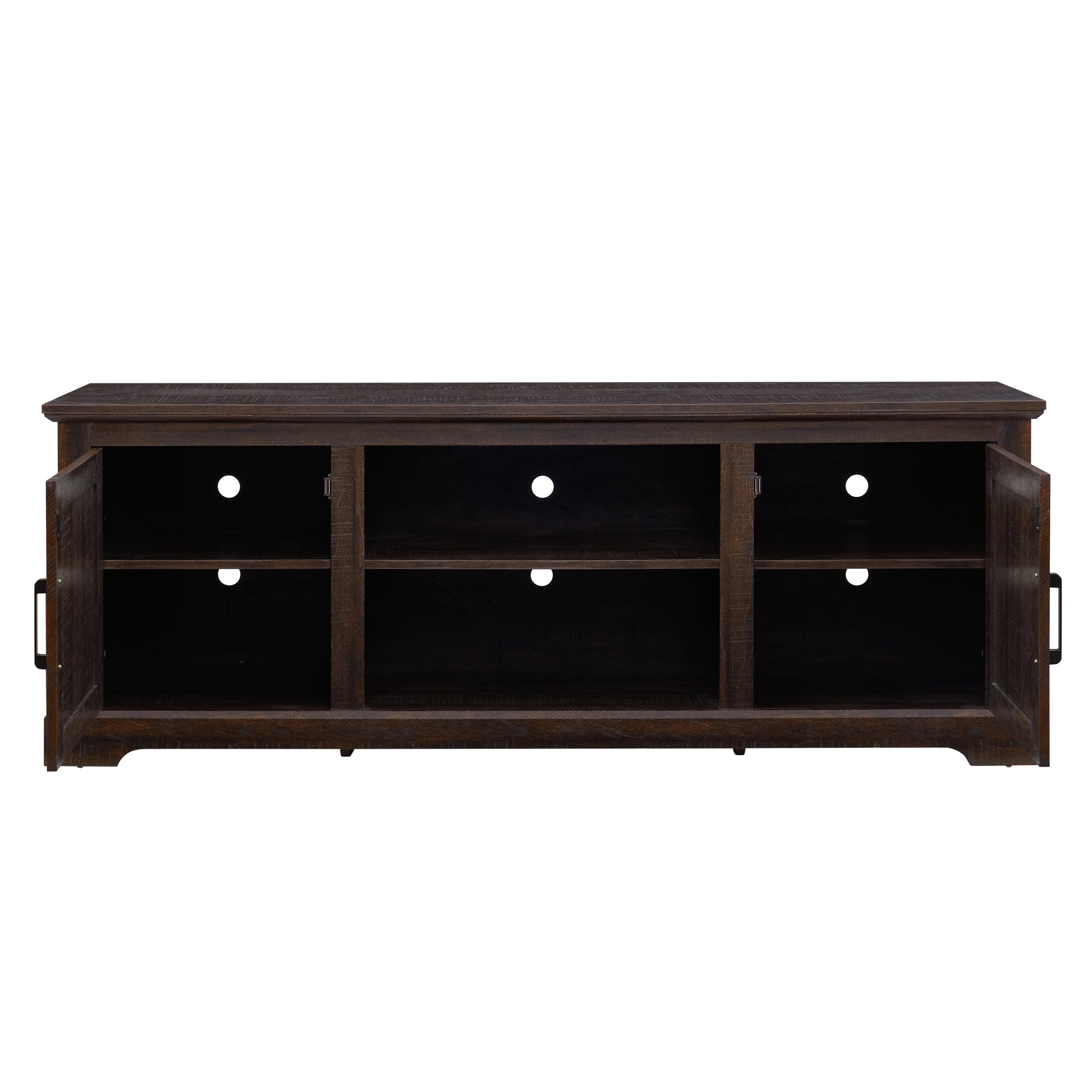 Farmhouse Rattan Tv Stand Console Table For Tvs Up To 70 Inches, Tv Console Table With 2 Storage Shelves, 2 Natural Rattan Door Cabinets, 65"W*15.55"D*23.86"H, Espresso Espresso 60 69 Inches Mdf