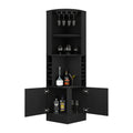 Kava Being Corner Bar Cabinet, Glass Rack, Double Door Cabinet, Eight Built In Wine Rack Black Black Particle Board Particle Board