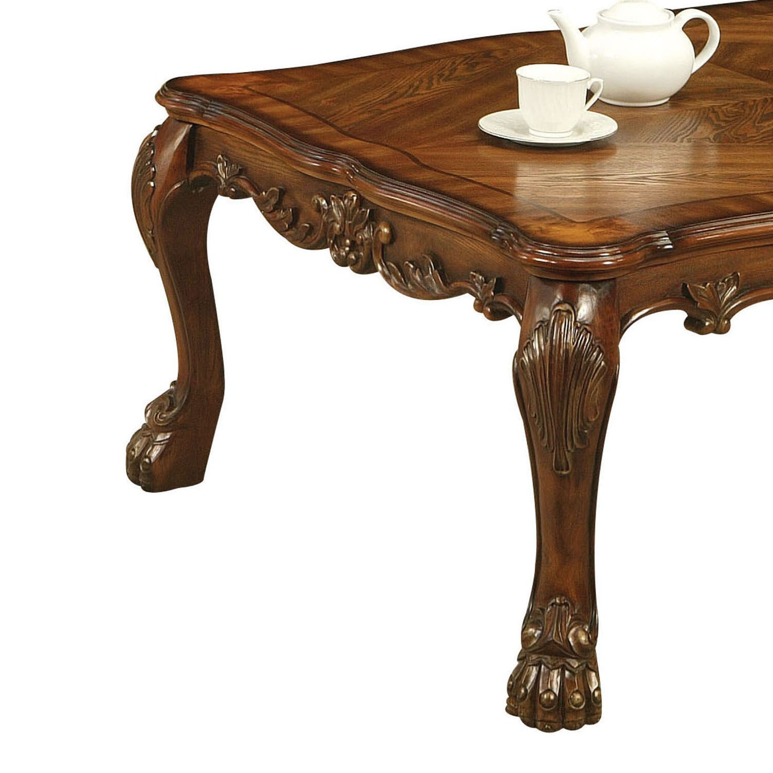 Cherry Oak Coffee Table With Claw Leg Cherry Primary Living Space Rectangular Solid Wood