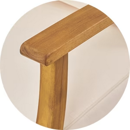 Perla Right Armchair, Cream Cream Acacia Wood