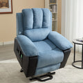 Recliner Chair With Heat And Vibrating Massage, Comfy Padded Overstuffed Soft Fabric Heated Recliner Blue And Black Black Blue Power Push Button Metal Primary Living Space Soft Cushion Back Heavy Duty Casual,Contemporary Push Button Pillow Top Arms Foam