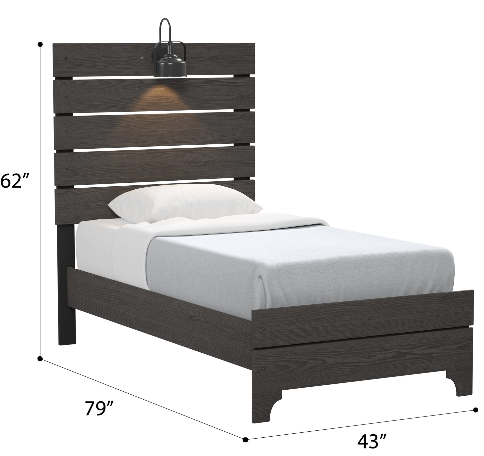 Junipe Brown Twin Bed With Lights Twin Brown Engineered Wood