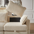 113.5'' Modular Sectiona Corduroy Sofa, Sectional Couches For Living Room U Shaped Sectional Couch With Storage Ottoman, 6 Seats Convertible Sectionals With Chaise Beige Corduroy 3 Seat