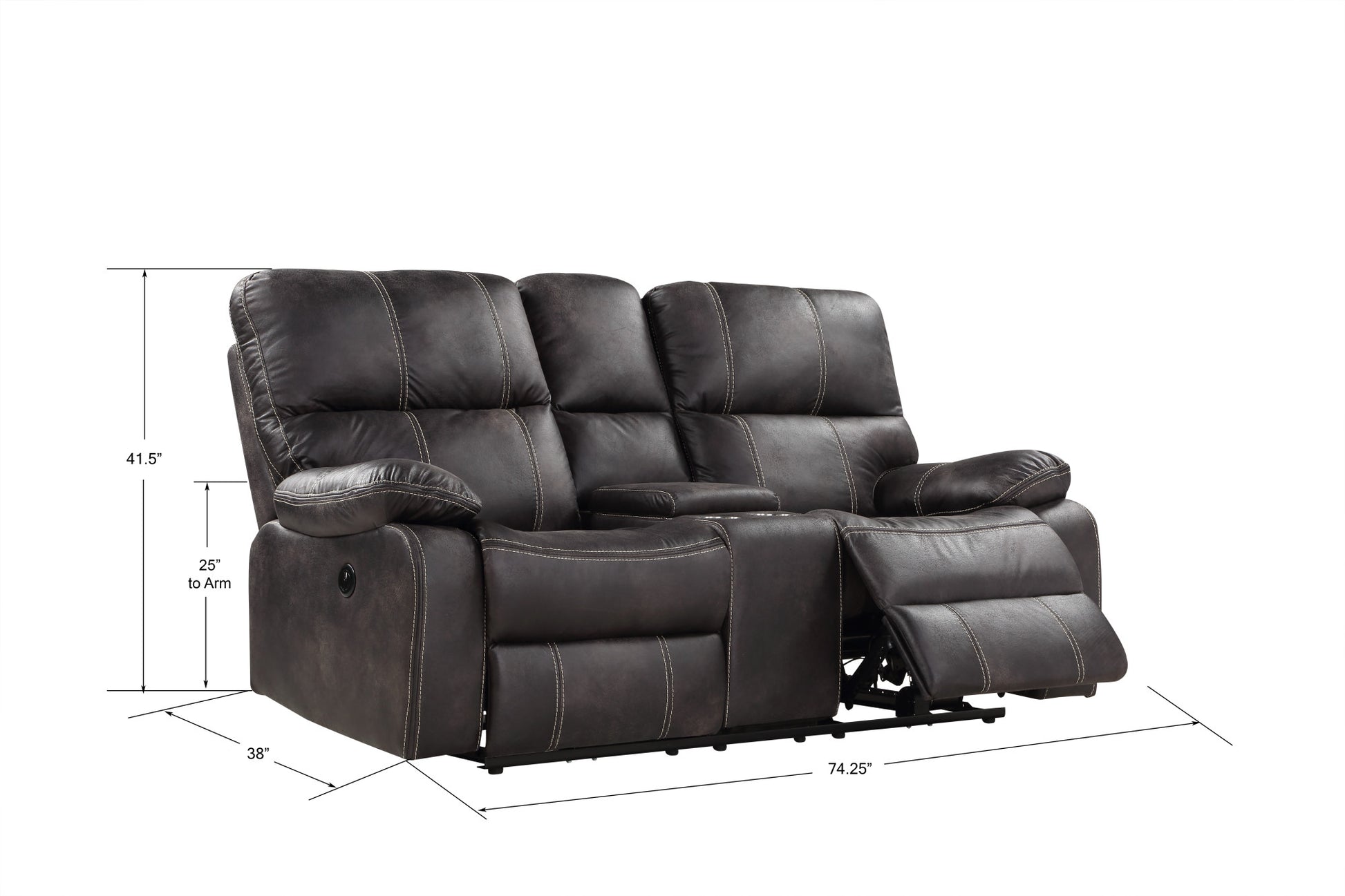 Hooper Gray Power Reclining Loveseat Gray Foam Engineered Wood