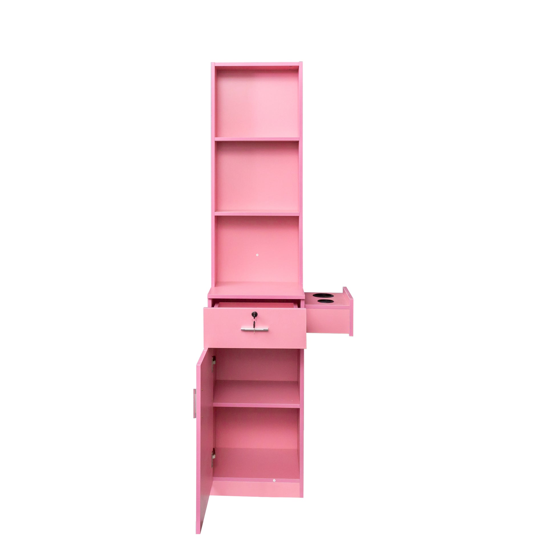 Pink Modern Simple Hair Desk, Multi Layer Storage Space Pink Mdf