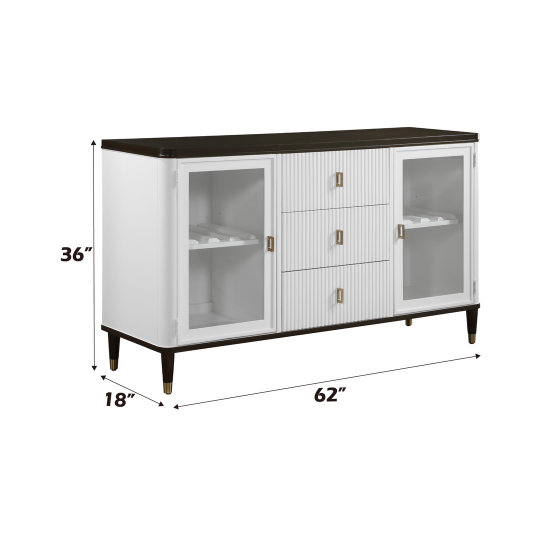 Carena Server, White & Brown Finish Dn02958 White Wood