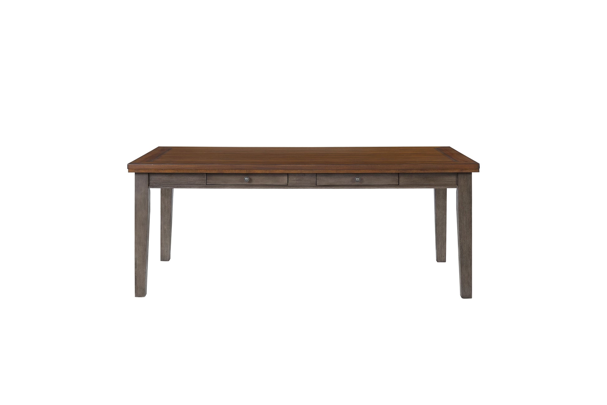 Casual Two Tone 6 Drawer Dining Table Gray Solid Wood Mdf