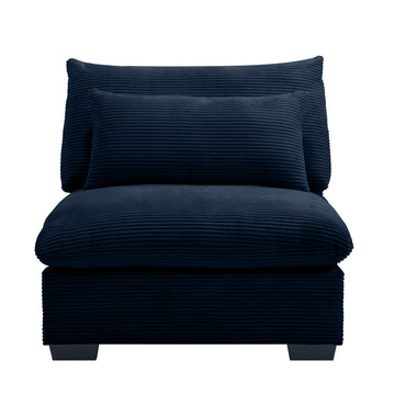 Armless Sofa For Flexible Combination To Become 2 Seater 3 Seater 4 Seater Sofa Armless Sofa With Delicate And Soft Corduroy Fabric, High Resilience Sponge And Waist Pillow, Blue Blue Corduroy 1