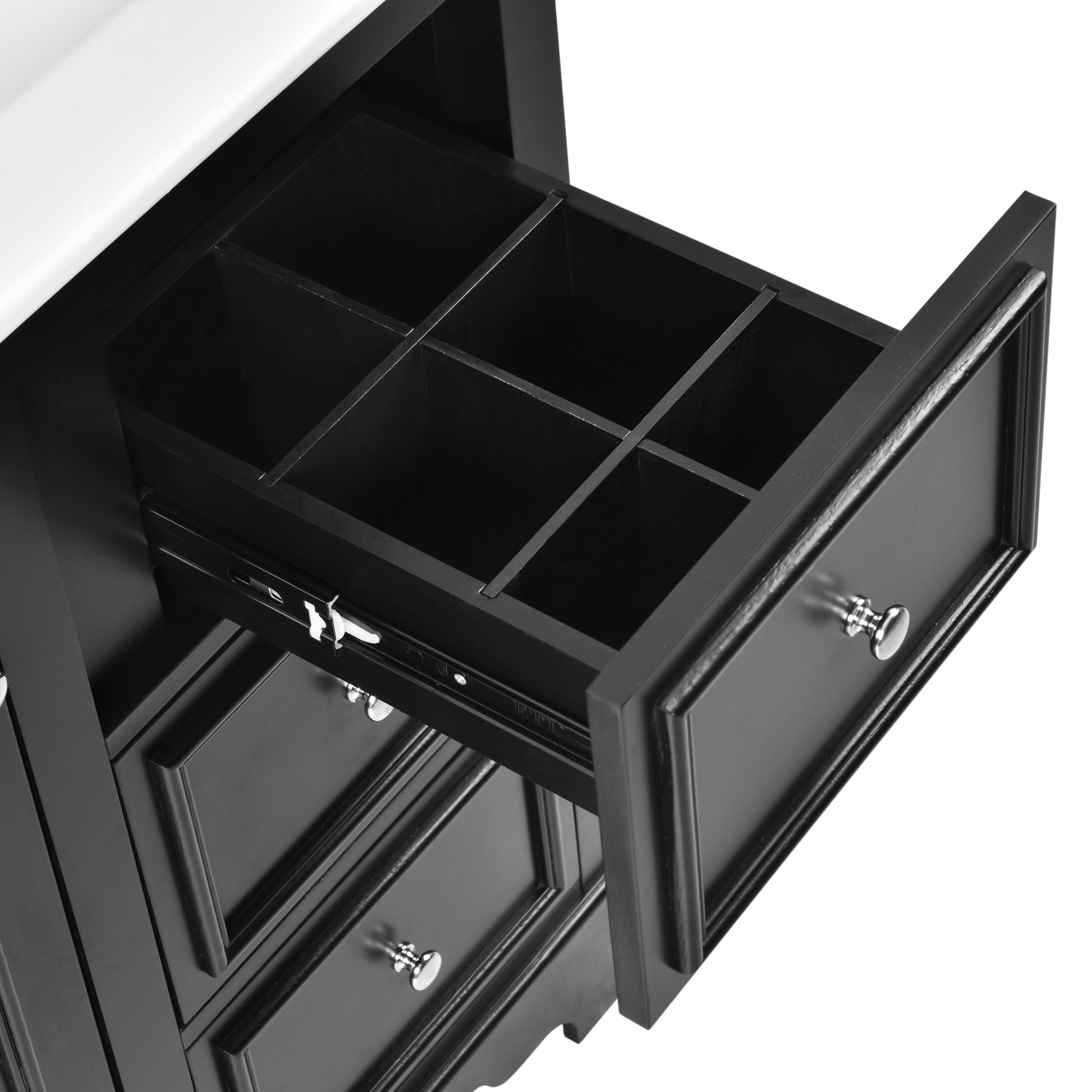 30 Inch Bathroom Vanity Cabinet With Ceramic Basin, 3 Drawers And Adjustable Shelves Black Bathroom Solid Wood Mdf