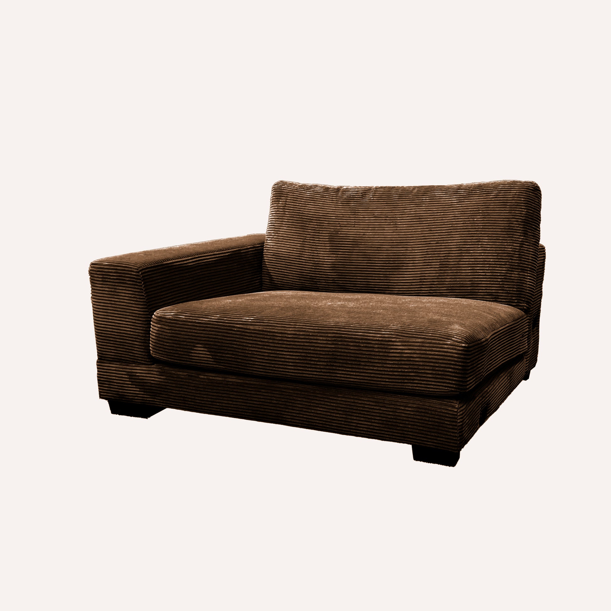 Bella Brown Corduroy Right Facing 3 Piece Sectional Brown Wood Corduroy 3 Seat