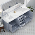 Dark Grey Double Bath Vanity 84 In. W X 22 In. D, White Quartz Top, And Faucet Set Dark Grey Plywood Wood