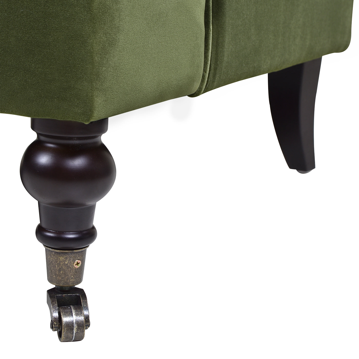 Alana 38" Lawson Accent Arm Chair Metal Casters, Olive Green Performance Velvet Olive Green Foam Velvet