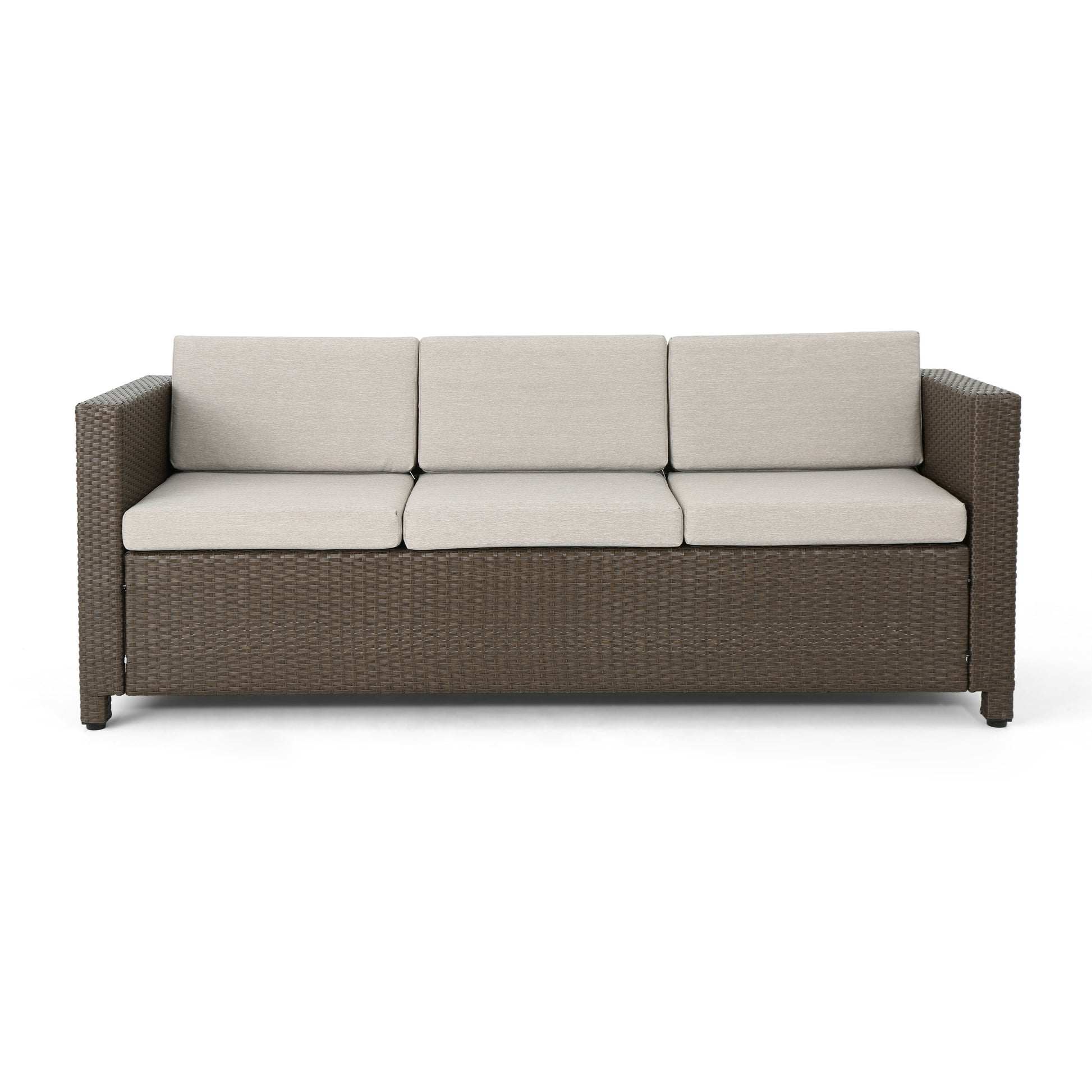 Puerta 3Seater Grey Brown Pe Rattan Iron