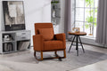 Mid Century Modern Accent Chair With Wood Frame, Upholstered Living Room Chairs With Waist Cushion, Reading Armchair For Bedroom Sunroom Brown Linen