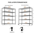 5 Tier Heavy Duty Adjustable Shelving And Racking, 300 Lbs. Per Wire Shelf, With Wheels And Shelf Liners, For Warehouses, Supermarkets, Kitchens, Etc. 59.45 