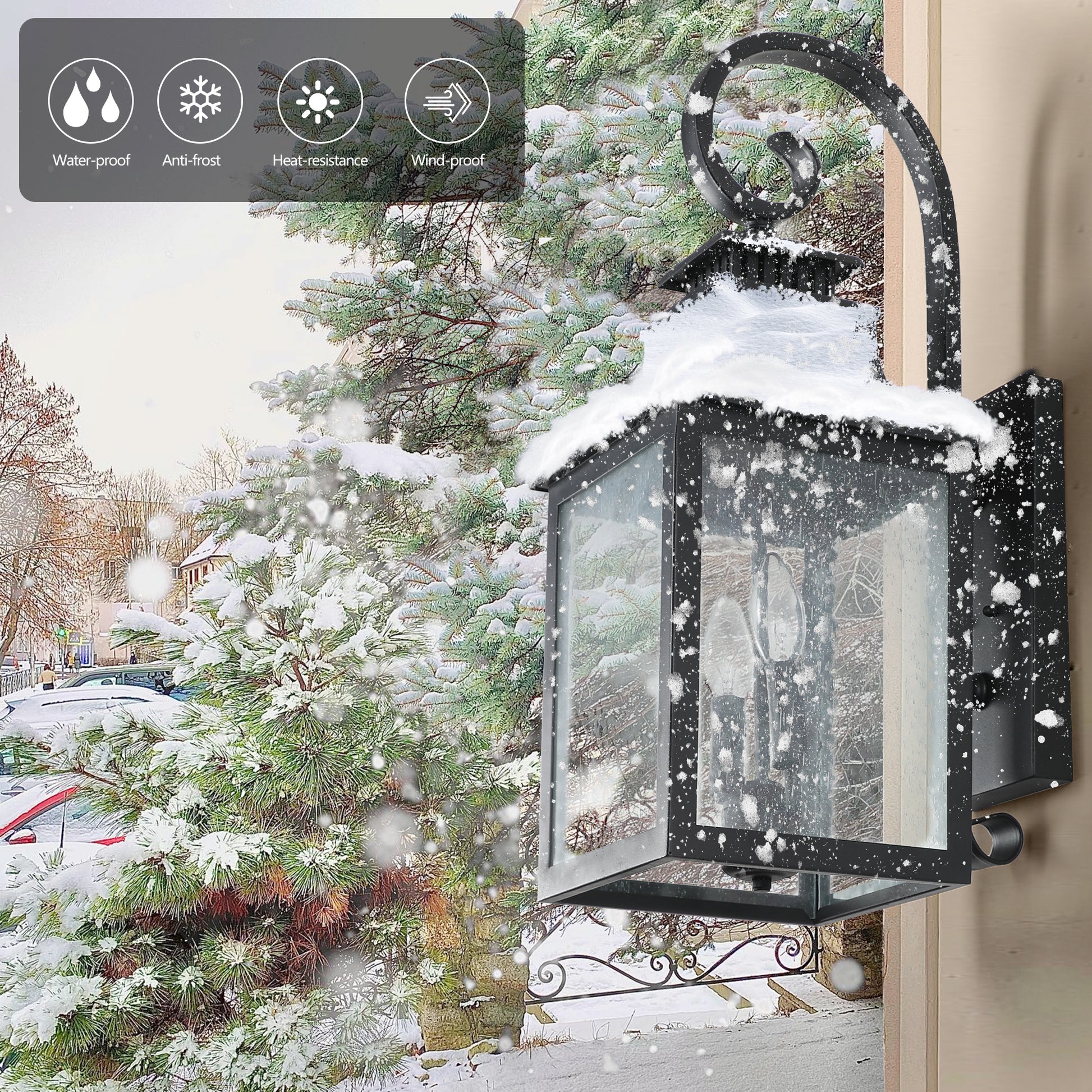 Large Outdoor Wall Lamps With Glass Supports Multiple Types Of Light Bulbs 1 Pack Black Modern Glass Aluminium
