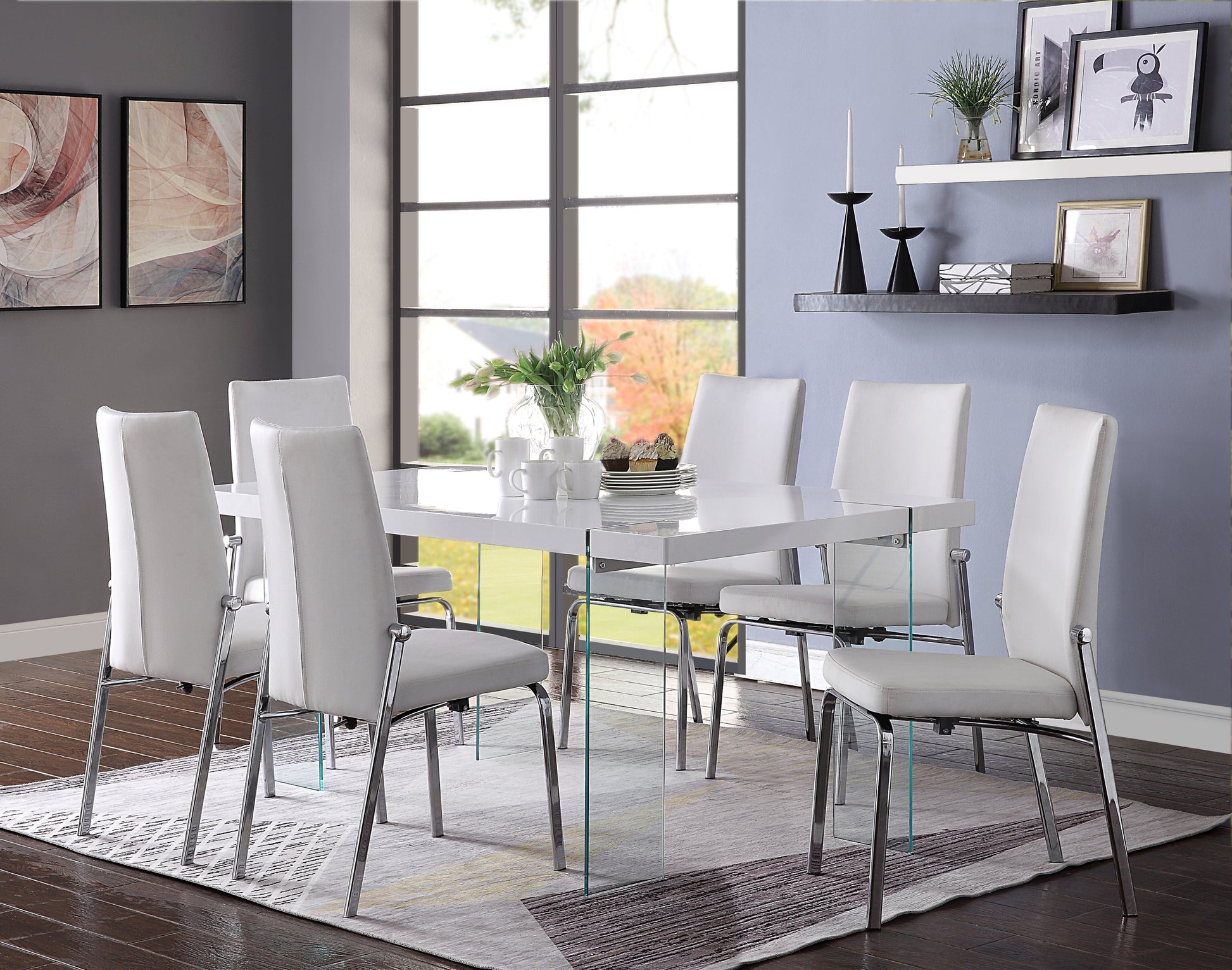 White And Chrome Padded Side Chair Set Of 2 Solid White Silver Dining Room Modern Side Chair Solid Back Set Of 2 Wood Fabric