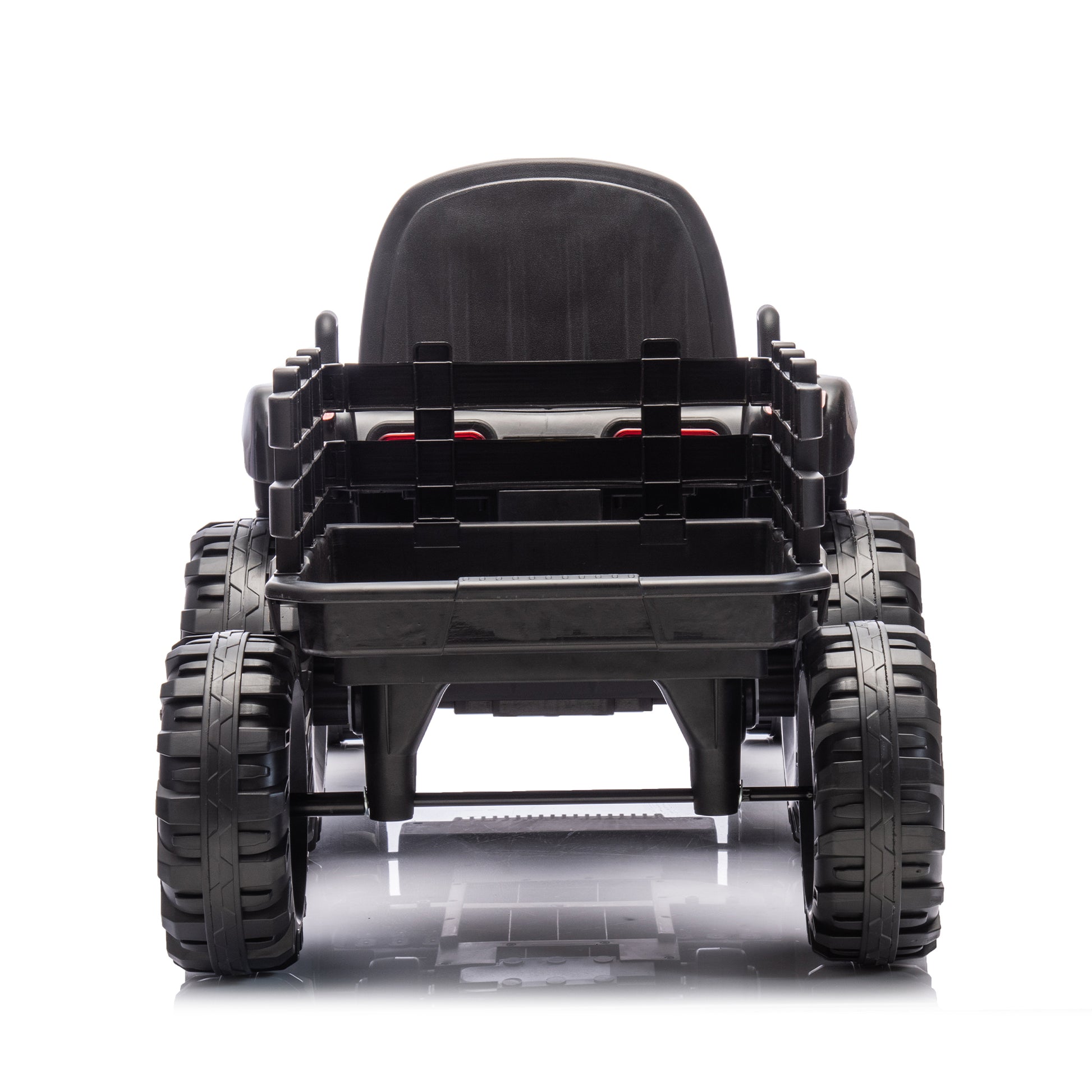 Ride On Tractor With Trailer,24V Battery Powered Electric Tractor Toy, 200W*2Motor 1.86 4.97Mph Remote Control,Electric Car For Kids,Three Speed Adjustable,Usb,Mp3 ,Bluetooth,Led Light, Safety Belt. Black 50 99 Lbs Polypropylene