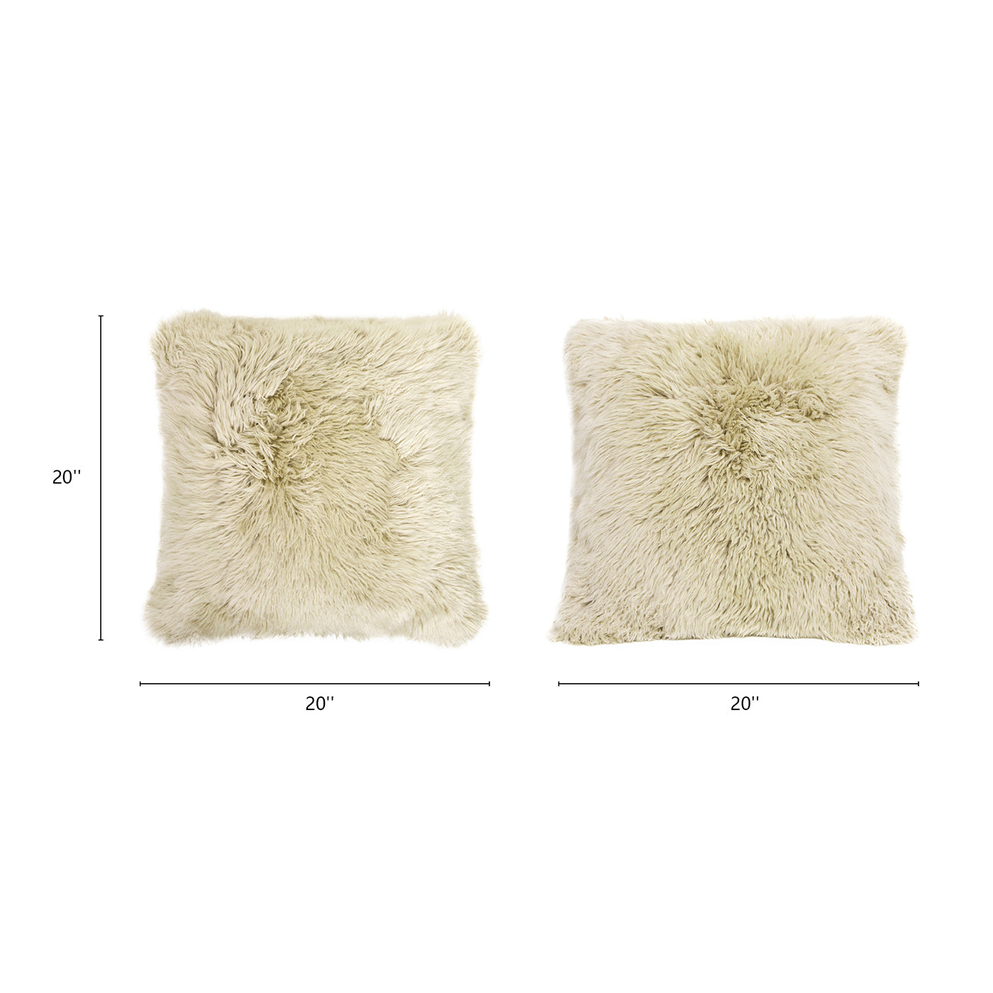 Astrid 20" Square Accent Throw Pillow Cover With Feather Insert, Taupe Beige Genuine Fur Taupe Natural Down Filling Fur