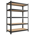 5 Tier Storage Rack, Adjustable Height Shelving, Warehouse Supermarket Basement Storage, Black Requires Assembly 5 Black Nature Standard Horizontal Primary Living Space Open Back Metal Classic