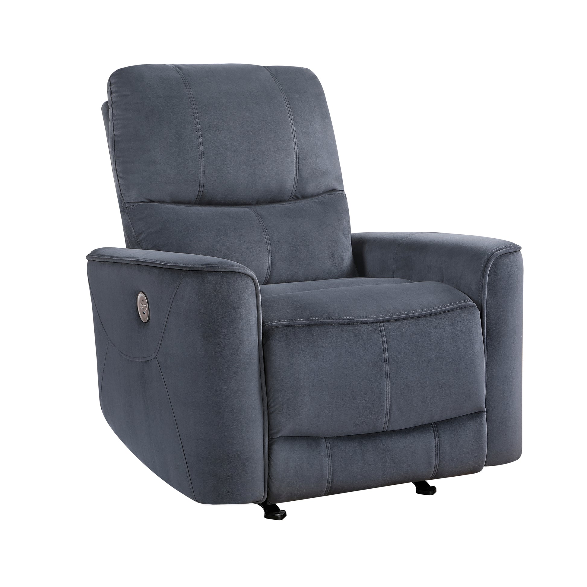 Modern Living Room 1Pc Power Rocker Reclining Chair Dark Gray Velvet Upholstery Solid Wood Frame Luxury Home Furniture Dark Gray Velvet Wood Primary Living Space Modern Solid Wood
