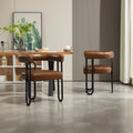 Coolmore Contemporary Designed Pu Fabric Upholstered Accent Dining Chair Barrel Side Chairs Kitchen Armchair For Living Room Set Of 2 Dark Brown Pu Dark Brown Foam Pu Leather