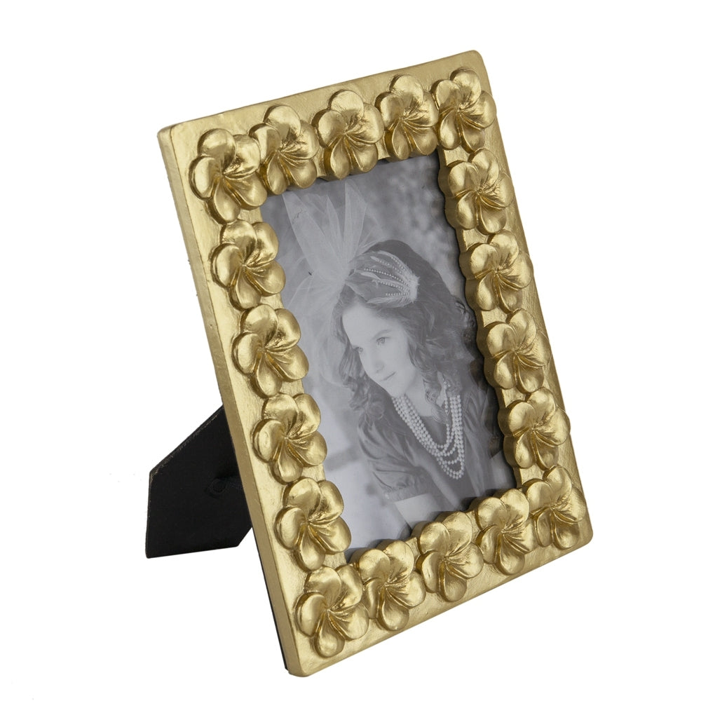 7.5X9.5" Vintage Gold Photo Frame With Flower Design Gold Art Deco,Luxury,Retro,Vintage Polyresin