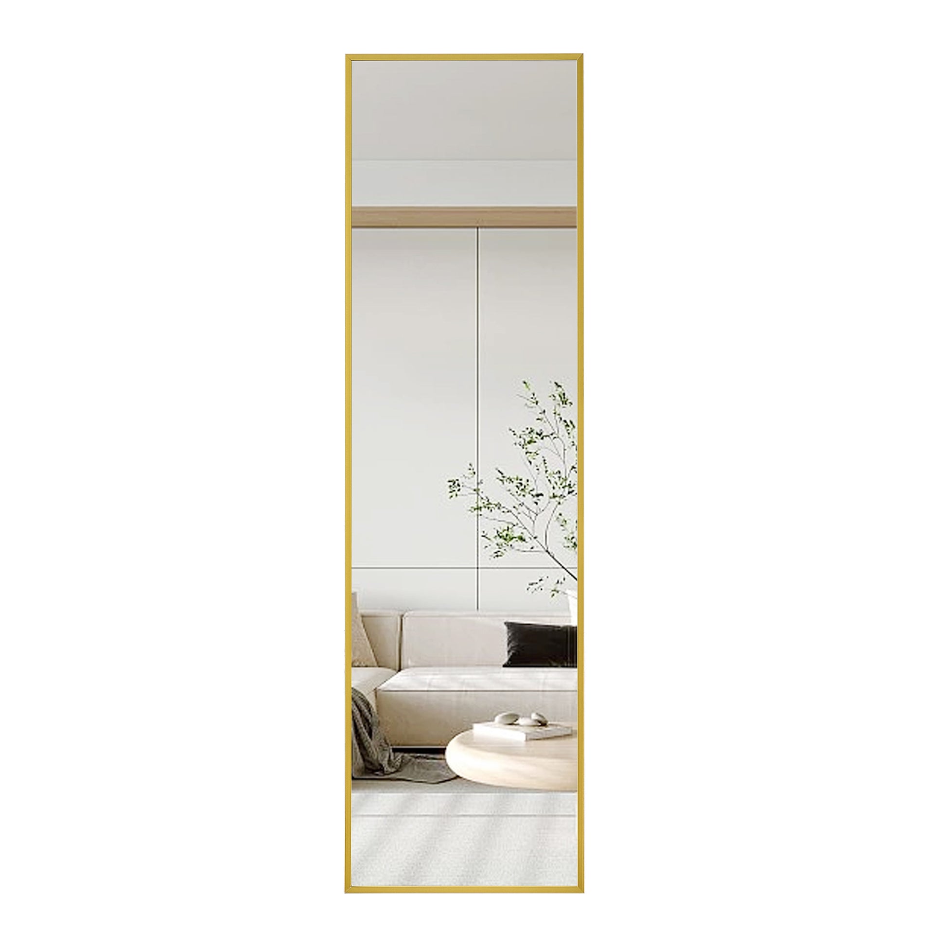 The 4Rd Generation Aluminum Alloy Metal Frame Wall Mounted Full Body Mirror, Bathroom Makeup Mirror, Bedroom Entrance, Decorative Mirror, Quality Upgrade, 59 "* 15.7"W1151125156 Transparent Glass