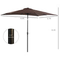 Outsunny 9' X 7' Solar Umbrella, Led Lighted Patio Umbrella For Table Or Base With Tilt & Crank, Outdoor Umbrella For Garden, Deck, Backyard, Pool, Beach, Brown Brown Steel